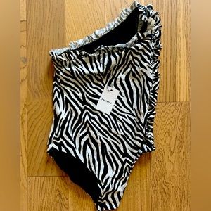 Leslie Amon Bathing Suit - Tami Zebra Suit - Size L